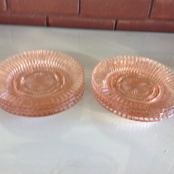 8 Vintage Pink Depression Glass Queen Mary 6" Plates/Saucer - Picture 4 of 4